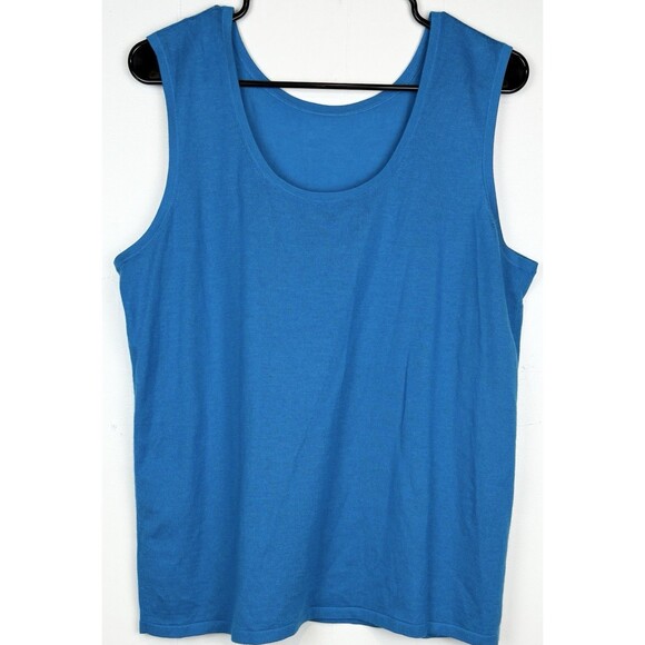 Women's Carlisle Collection 100% Cashmere Sleeveless Blouse Teal Luxury Size XL - Picture 3 of 6